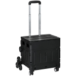 HOMCOM Carrello spesa saliscale pieghevole con manico telescopico, portata 65 kg, Nero