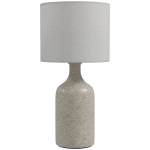 HOMCOM Lampada da tavolo con base in ceramica e paralume in lino, 22x22x45 cm, Sabbia e Bianco