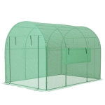 Outsunny Serre Tunnel pour Potager 3x2x2 m en Acier et PE Anti-UV avec Portes Enroulables et Fenêtres, Vert