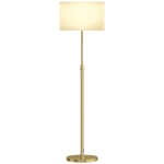 HOMCOM Lampadaire avec télécommande, réglable en hauteur, abat-jour en tissu, pied métal, luminosité ajustable, interrupteur au pied, couleur or