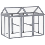 PawHut Incintă pentru găini 1,18 m², parc cu plasă și uși cu închidere, cadru din lemn masiv, 140 x 88,5 x 106 cm, gri