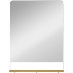 HOMCOM Wandspiegel 80 x 60 cm mit Holzablage, moderner rechteckiger Spiegel mit Metallrahmen, schwarz