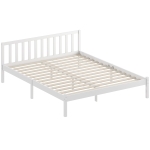 HOMCOM Cadru de pat din lemn masiv 160x200 cm Pat simplu cu tăblie și somier cu lamele, solid, pentru copii și adulți