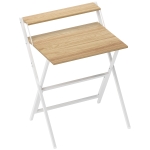 HOMCOM Birou pliabil 65,5 x 45 cm cu etajeră de depozitare pentru dormitor, spații mici, lemn natural