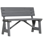 Outsunny Panca da giardino 2 posti in legno con schienale, 116x56x80 cm, Grigio