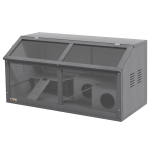 PawHut Cage pour hamster, cage pour petits animaux en bois, pont suspendu, échelles, maisonnette, 84 x 45 x 44 cm, pour hamsters nains, gris