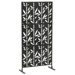 Outsunny Panou de protecție vizuală decorativ exterior Claustră decorativă grădină 3 panouri model bambus metal 92x40x192cm Negru