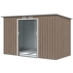 Outsunny Abri de jardin en acier avec 2 prises d'air et 2 portes coulissantes, 280x130x172 cm, Marron effet bois