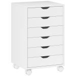 HOMCOM Büroschubladenschrank mit 6 Schubladen, 4 Rollen und Feststellbremse, 40x35x63 cm, Weiß