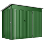 Outsunny Șopron de grădină exterior 2,7 m² 234x132x185 cm cu trei uși, încuietoare și fante de ventilație, verde