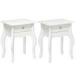HOMCOM Set 2 tavolini da salotto con gambe ricurve, 45x35x55 cm, Bianco