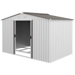 Outsunny Abri de Jardin 277x195x192 cm Abri Métallique d'Extérieur pour Rangement d'Outils Argent et Gris