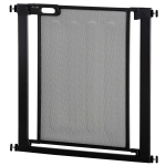 PawHut Barrière pour Chiens Extensible à Pression avec Fermeture Automatique, Acier et ABS, 75-82x76 cm, Noir