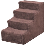 PawHut Escalier pour chiens 4 marches avec revêtement amovible et lavable, portable, 60x35x44 cm, Marron