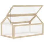 Outsunny Mini serra, casa per piante compatta in legno, pannelli in policarbonato, apertura di ventilazione, 90L x 52B x 49,5H cm, legno naturale