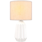 HOMCOM Lampe de Table avec Base en Céramique et Abat-jour en Lin Style Rétro pour Chambre 40W Blanc et Beige