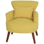 HOMCOM Fauteuil moderne à accoudoirs, fauteuil d'appoint rembourré avec coussin lombaire, pieds en bois d'hévéa, jaune