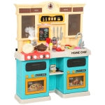 AIYAPLAY Cuisine jouet avec eau courante, accessoires 85 pièces, robinet électrique, lumières, sons, pour enfants de 3-6 ans, plastique, vert