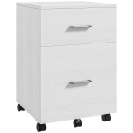 HOMCOM Comodă de birou cu 2 sertare Roți Arhivator mobil pentru fișiere A4 sau Letter 39,5x39x58,5 cm Alb