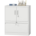 HOMCOM Armoire à dossiers Armoire de bureau Verrouillable Armoire polyvalente en acier avec 2 portes, étagères réglables Blanc