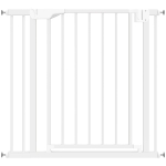 PawHut Barrera de Seguridad para Niños y Perros Ancho 76-89 cm Bloqueo Doble y Cierre Automático Apertura Dos Sentidos Blanco