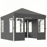 Outsunny Carpa Plegable 3x3 m Pop-up con UPF50+ 4 Laterales Desmontables Altura Ajustable y Bolsa de Transporte Gris Oscuro