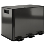 HOMCOM 3 x 15L Pedal Bin, Steel Triple Kitchen Bin with Soft Close Lid, Removable Inner Buckets, Fingerprint-Proof, Black