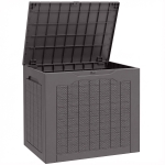 Outsunny 93L Plastic Garden Storage Box, Outdoor Storage Box with Handles, Waterproof Outdoor Storage Container, Brown