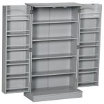 HOMCOM Armario Despensa Cocina con 2 Puertas y 16 Estantes Alacena Moderna con Estantes Ajustables 60x30x104cm Gris