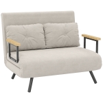 HOMCOM Divano Letto 3 in 1 in Tessuto Effetto Velluto con Schienale Regolabile e 2 Cuscini, 102x73x81 cm, Beige