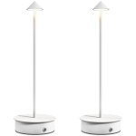 HOMCOM Jeu de 2 lampes de table LED rechargeables avec USB et commande tactile et lumière réglable Ø10x30 cm Blanc