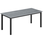 Outsunny Garden Dining Table for 6-8 Person, 180 x 86 cm Rectangular Outdoor Dining Table with Wood Slatted Top, Grey
