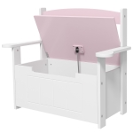 AIYAPLAY Banc de Rangement pour Enfants avec Dossier Couvercle Amortisseur Charge 30 kg pour Salles de Jeu 68,5x34x58 cm Rose et Blanc