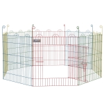 PawHut Parque Plegable para Perros de 8 Paneles Ø156x60 cm Valla Metálica con Puerta Estacas Interior Exterior Multicolor