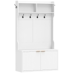 HOMCOM Perchero Zapatero 4 en 1 Perchero Moderno con Estante Abierto para Pasillo Entrada Dormitorio 100x38x172 cm Blanco