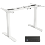 HOMCOM Electric Standing Desk Frame, Height Adjustable Sit Stand Desk Frame with Dual Motors, Memory Smart Panel and Collision Protection, Easy Assembly, White