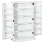 HOMCOM Armario mueble de cocina despensa 2 puertas con 5 estantes y 12 porta especias - 60x30x104 cm - Blanco