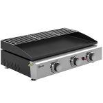 Outsunny Grill Gazowy 7,5 kW Przenośny Grill Stołowy z 3 Palnikami, Powłoka Ceramiczna, Ruszt, Podgrzewacz