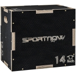 SPORTNOW Cutie de Sărituri Pliometrică la 3 Înălțimi din Lemn Antiderapant, 41-36-31cm, Negru