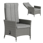 Outsunny 105°-150° Reclining Rattan Chair - Light Grey