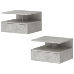 HOMCOM Lot de 2 tables de chevet murales, tables de nuit suspendues avec tiroir, compartiment ouvert, 35x32x22,5cm, gris giment