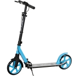 HOMCOM Trotinete Dobrável com Guiador Ajustável, Rodas Grandes de 200 mm, Amortecimento e Travão, Carga Máxima de 100 kg, 91,5 x 36,5 x 91-104 cm, Azul
