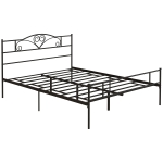 HOMCOM Cadru de pat dublu din metal pentru saltea 150x200 cm cu tăblie și picioare de 31 cm Cadru pat matrimonial cu spațiu de depozitare dedesubt 158x211x106 cm Negru