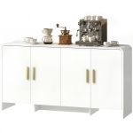 HOMCOM Buffet de Cuisine avec 4 Étageres 4 Portes à Fermeture Douce Meuble TV pour 183 cm 152x40x80 cm Blanc