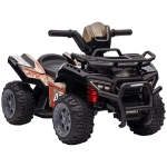 HOMCOM Quad electric pentru copii 6V, cu funcție înainte, muzică, quad electric pentru copii 1,5-3 ani Negru