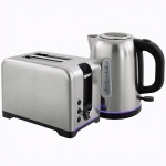 HOMCOM Simple Polished Toaster and Kettle Set - Silver Tone