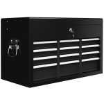 HOMCOM Steel Six Drawer Tool Storage Carry Chest, with Lock and Keys - Black