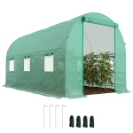 Outsunny Serre tunnel de jardin 8 m², serre de jardin tunnel avec porte et 6 fenêtres, bâche PE 140 g/m² 400 x 200 x 200 cm vert