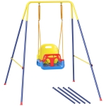 AIYAPLAY Baloiço para Bebés 3 em 1 Baloiço Jardim com Cordas Ajustáveis Cinto de Segurança Estrutura em A Dobrável 128x155x157 cm Azul