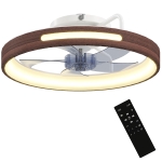 HOMCOM Ventilateur de plafond avec lumière LED 40 W Moteur DC réversible Télécommande 6 vitesses 3 couleurs Minuterie Teck
